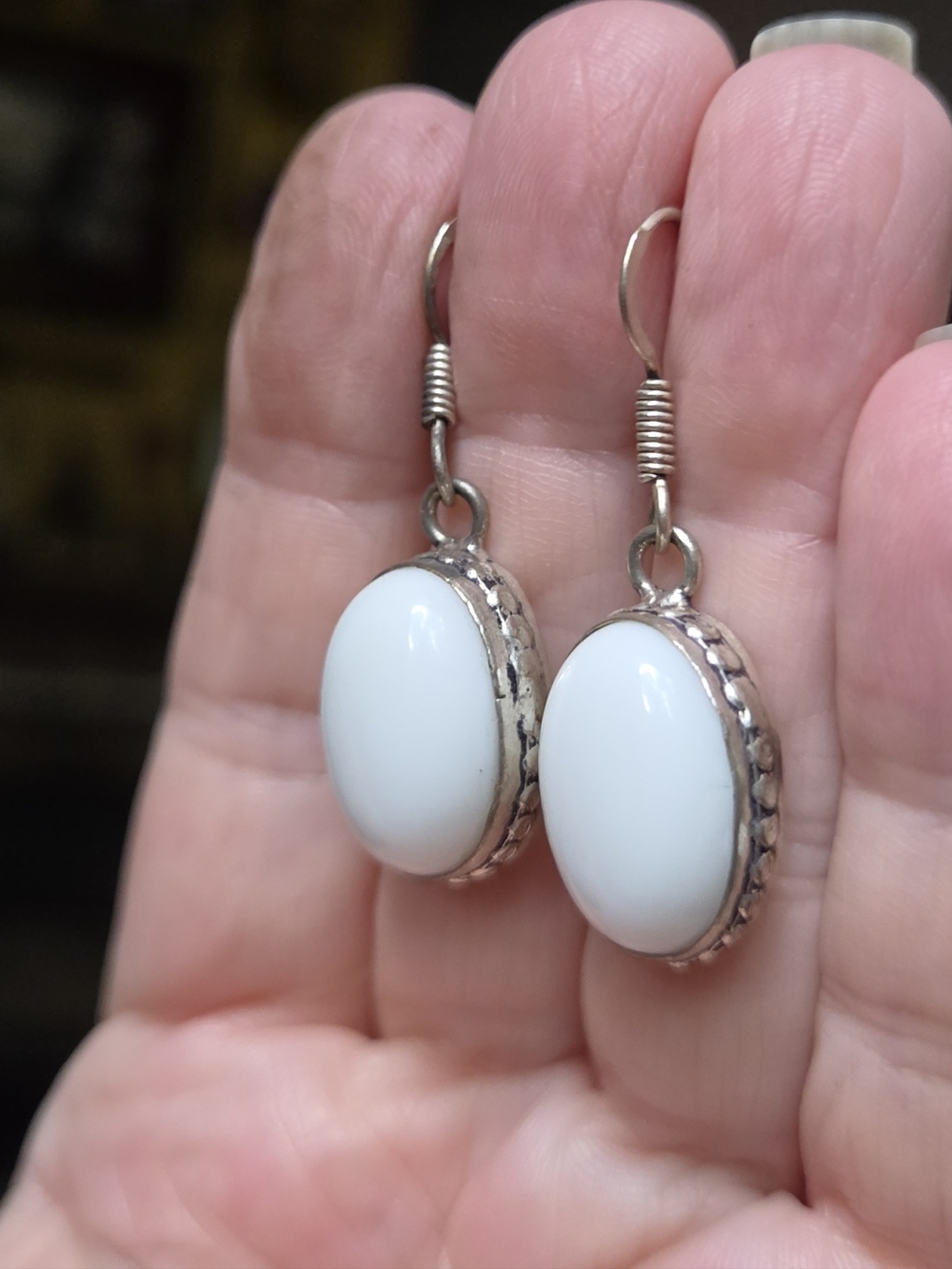White Coral Natiral Sterling Earrings - Picture 2 of 7